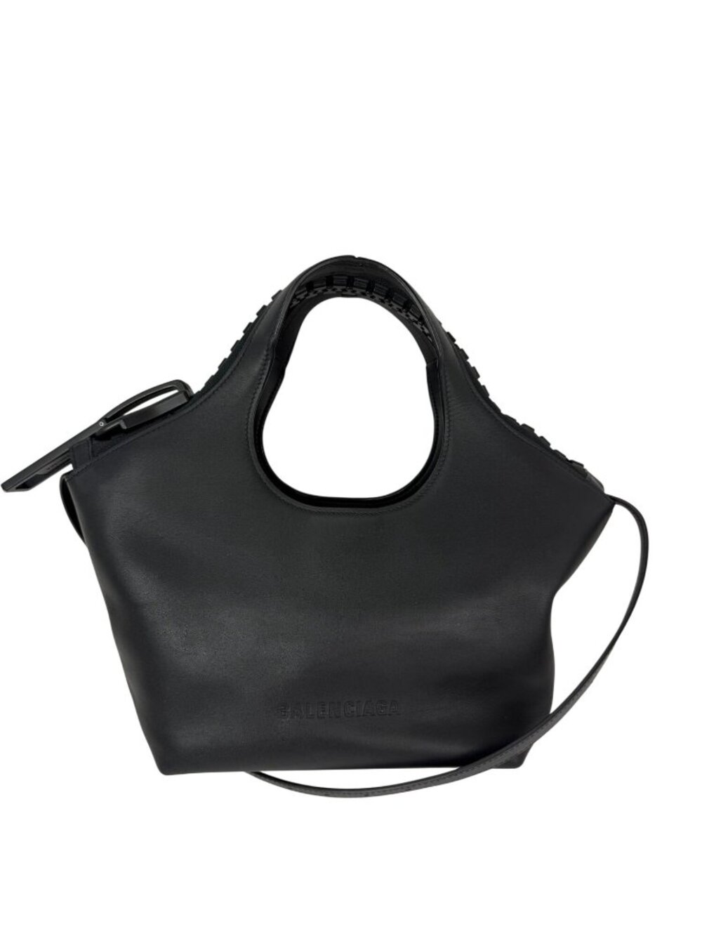Balenciaga Calfskin Leather Megazip Black Shoulder Bag